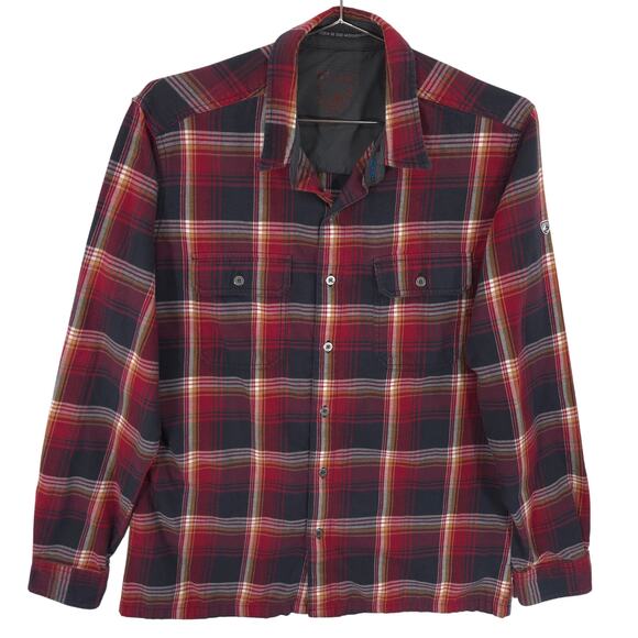 Kuhl Mountain Grown Flannel Shirt Mens S Red Plaid Wool Blend Outdoor Button Up - Picture 1 of 9